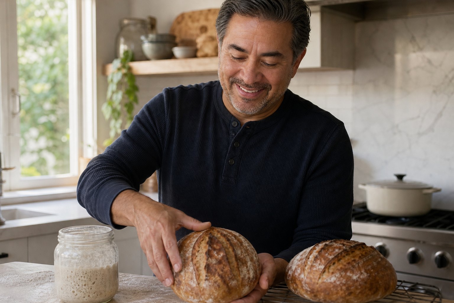 Sunday. Two loaves. The starter is older than most of our staff.