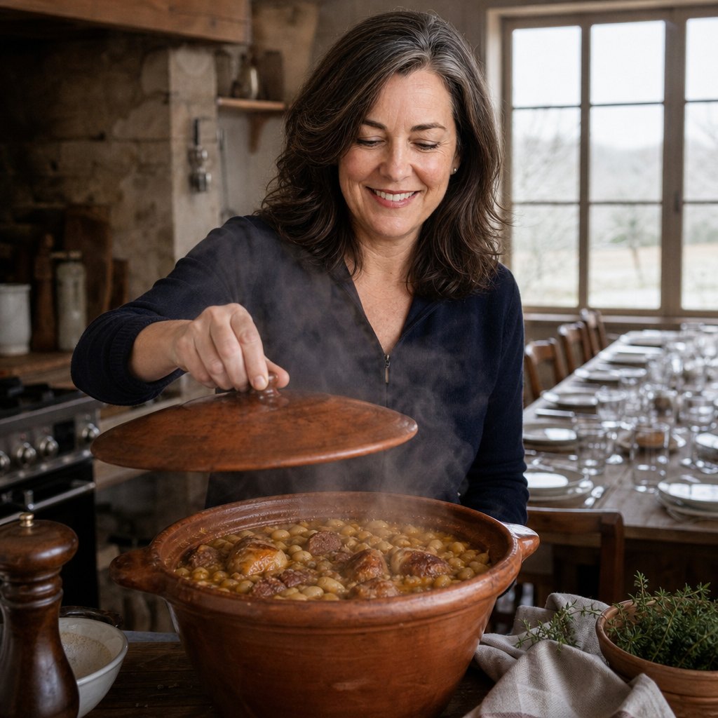 Day three of cassoulet, January. Twenty plates. Grandmother's recipe, Laval.