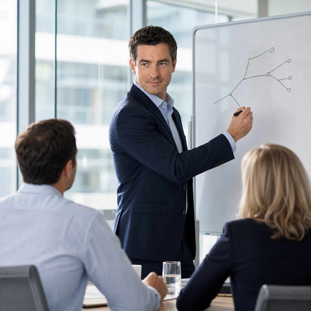 Whiteboard, client meeting, commit history as evidence. Every time.